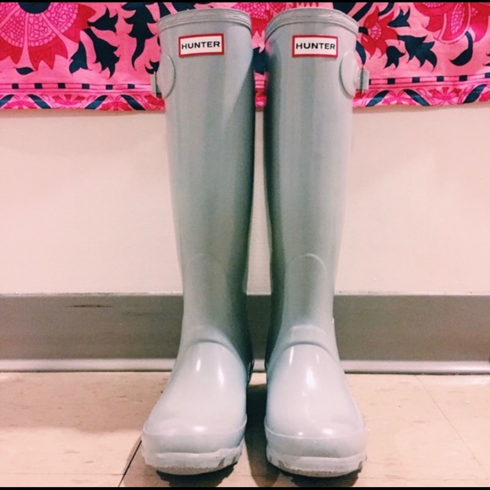 HUNTER BOOTS tall, original gloss light gray